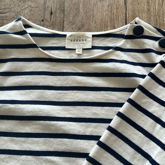 ⚓️✨ Sézane Colette Marinière – Navy & Ecru Striped Long Sleeve Tee (XS, EUC) ✨⚓️ - Picture 7 of 11